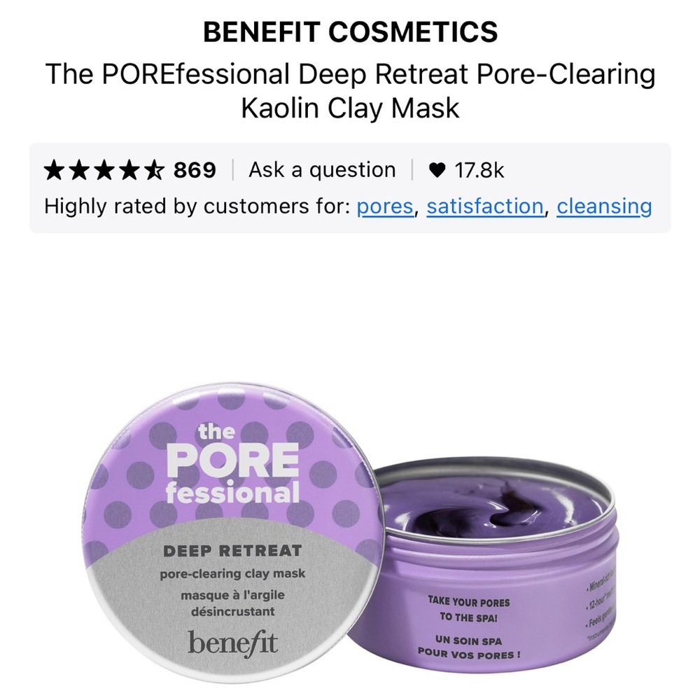 Benefit Cosmetics POREfessional Deep Retreat Mask